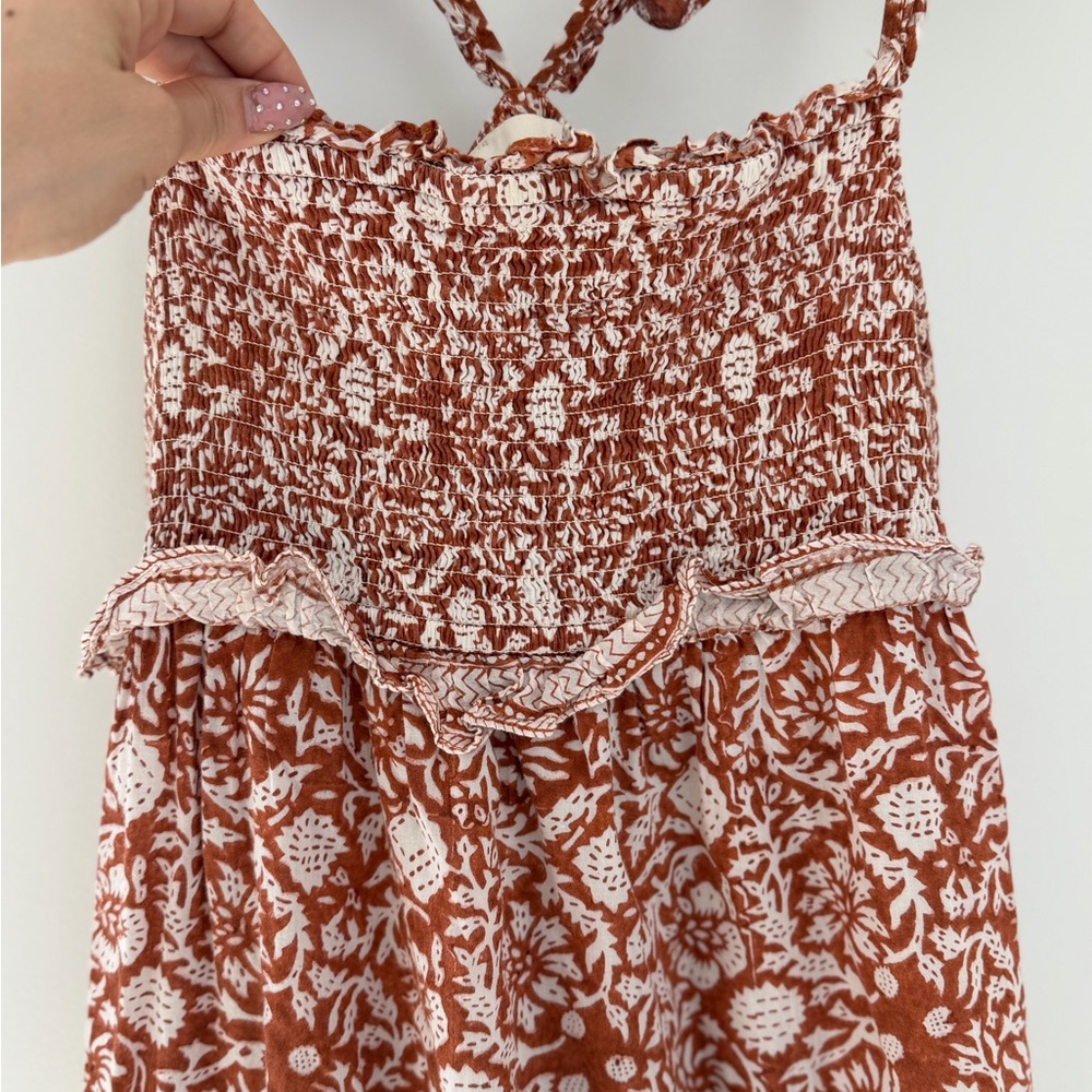 Cleobella Frida Smocked Boho Midi Dress Organic Cotton Pockets Size L - Picture 6 of 10